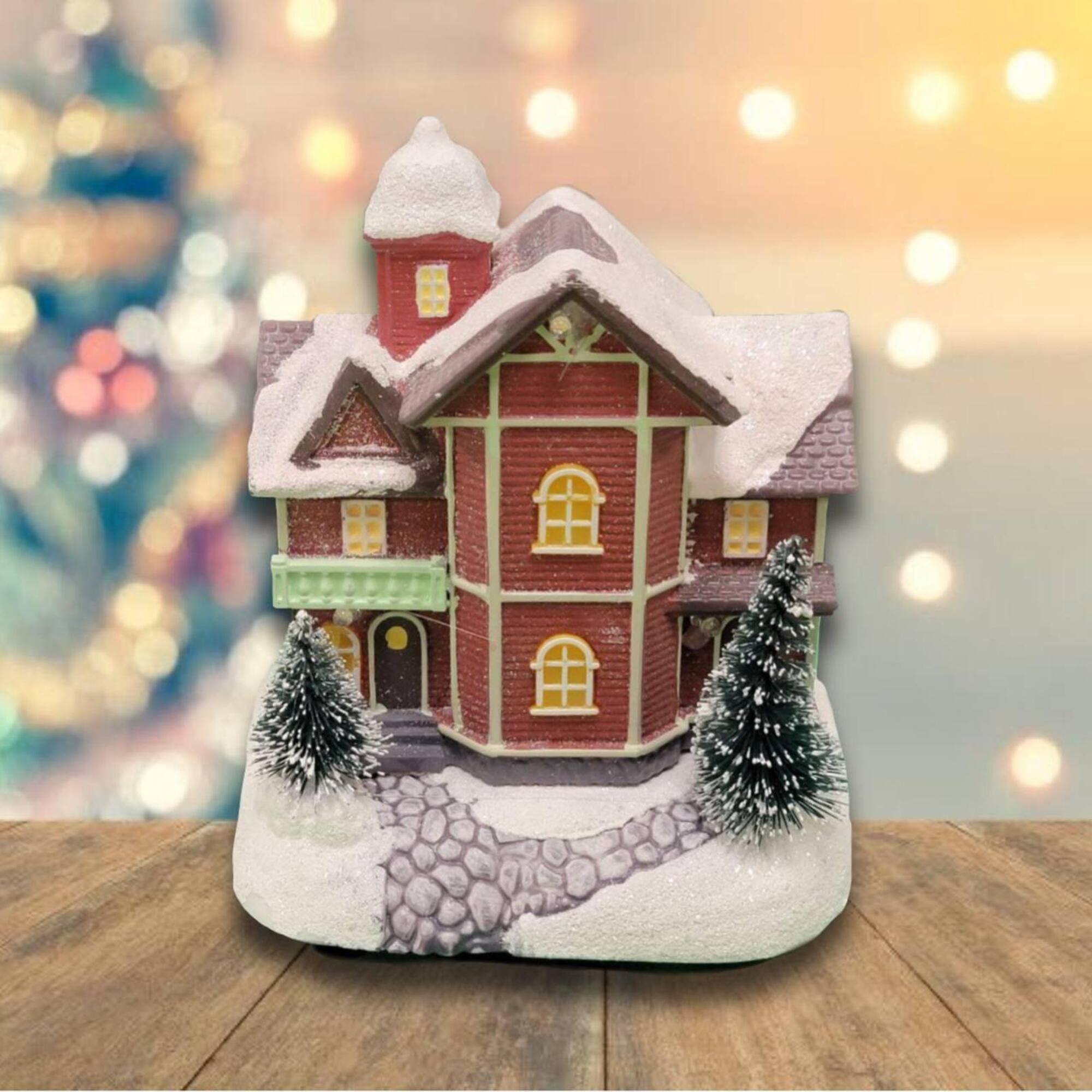 Christmas Village House with LED Lights Tabletop Decoration
